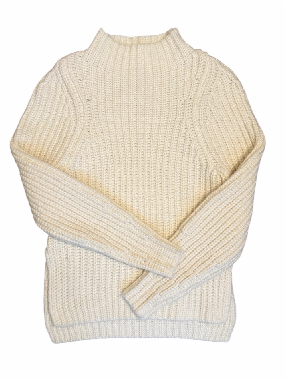 LEITH Ivory Mock Neck Chunky Knit Sweater